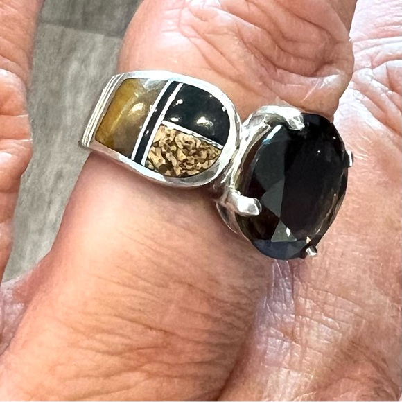 161. David Rosales designer artisan 925 Sterling Smokey Topaz ring size 7 3/4 - Picture 7 of 12